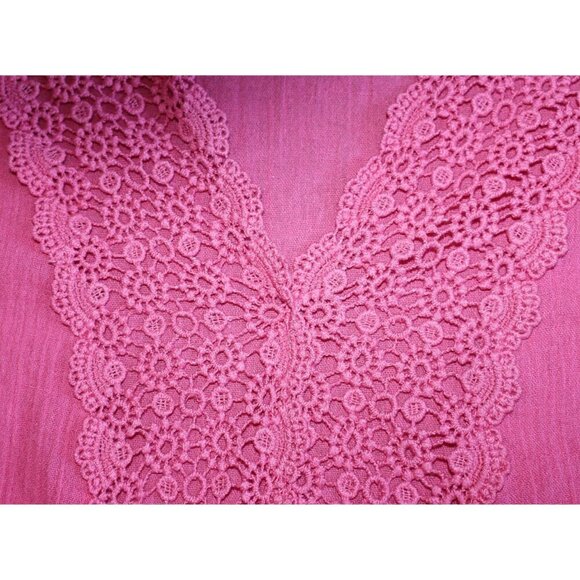 La Blanca - Crinkle Crepe Swim Cover with Embroidery, Barbie Pink, Large. - Picture 4 of 8